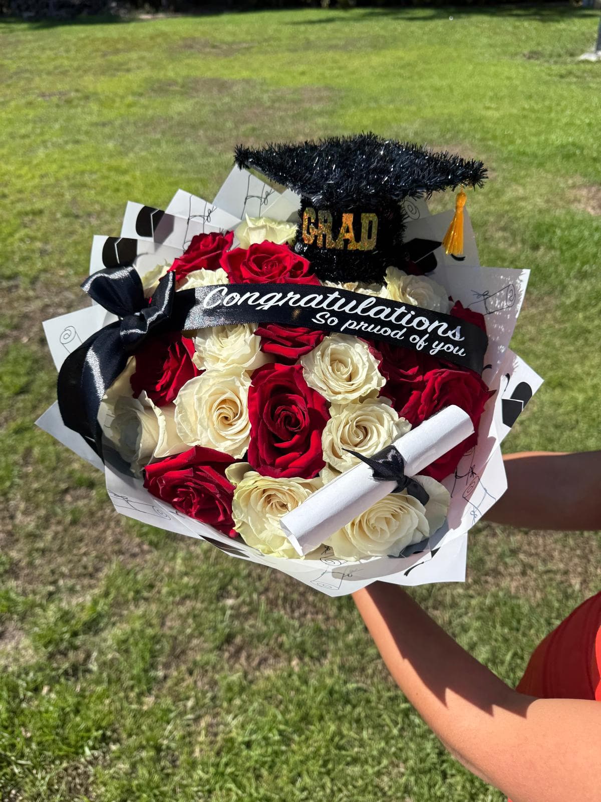 Modern floral piece for a graduation